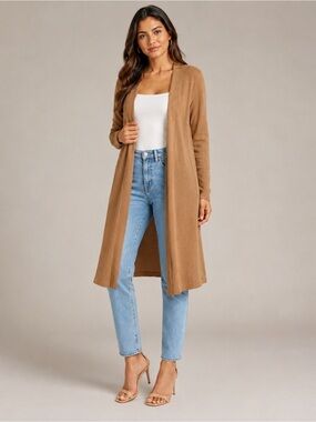 Time and Tru Ribbed Duster Cardigan – Brown Acorn Heather – NWT
